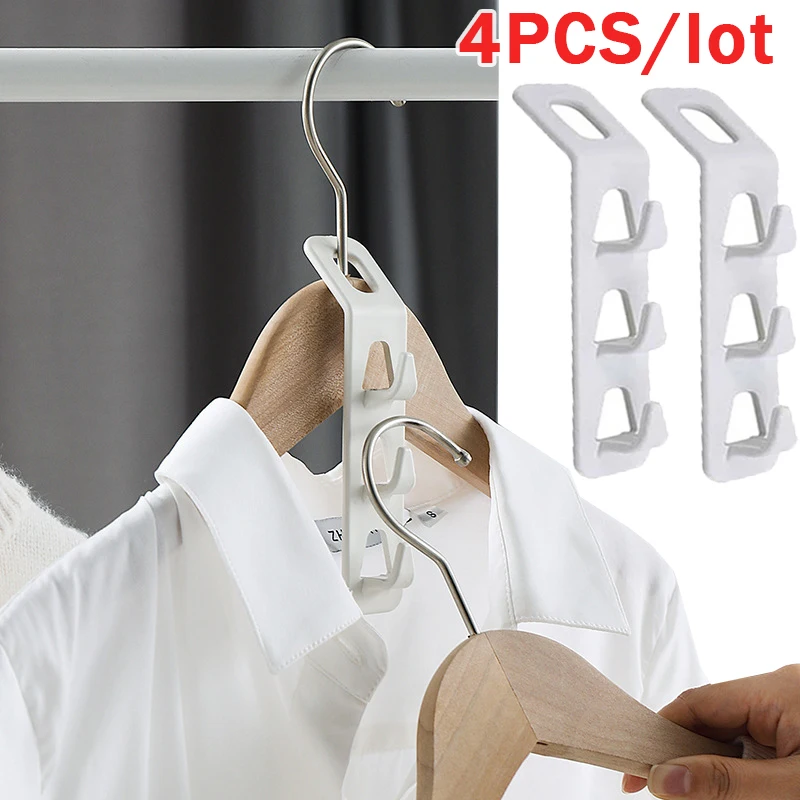 4Pcs Kleiderbügel Stecker Kleiderschrank Organizer Platzsparende Kleidung Stapler Kleiderbügel Haken Schlafzimmer Schrank Lagerung Rack