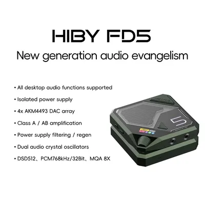 HiBy FD5 USB Bluetooth Wireless Kopfhörer AMP Decoder MQA 8X entfaltbar 3,5/4,4 ausgang PCM 768kHz DSD512 DAC AKM4493*4 OPA1612*6 Image
