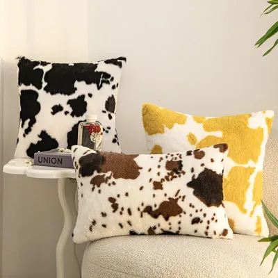 1pc Luxus Kunst pelz dekorative Kissen bezüge Rindsleder werfen weiche flauschige Plüsch Couch wirft brille Kissen bezüge für die Couch Image