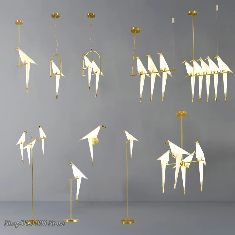 Moderne Gold Vogelkäfig Pendelleuchte Wohnzimmer Schlafzimmer Origami Vogel Licht Küche Hängelampe Esszimmer Papier Haus Leuchten