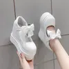 12,5 cm Plattform hohe Keile Damen Pumps Turnschuhe lässig gotischen Stil Punk Schnürung Schnalle schwarz Butterfly-Knoten Damenschuhe
