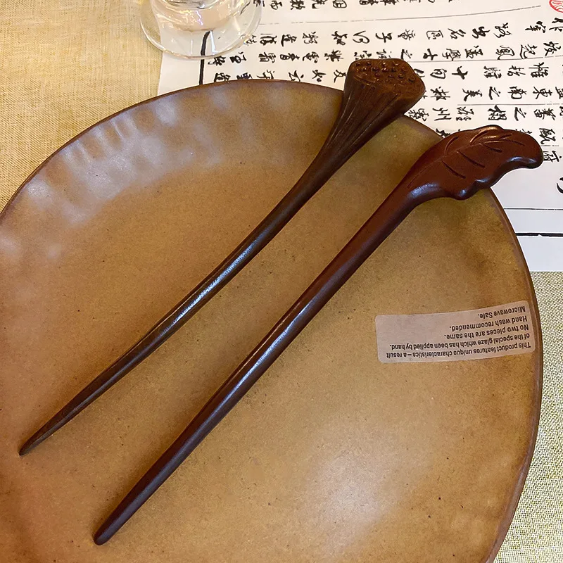 Neue Chinesische Sandelholz Lotus Haar Sticks für Frauen Einfache Mode Kopfbedeckung Temperament männer Haar Vintage Zubehör Großhandel Image