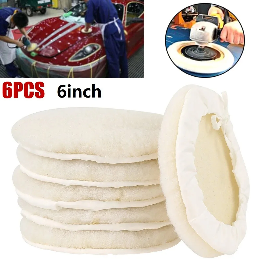6 Stück 6 Zoll Auto Lämmer Wolle Motorhaube Polier rad Pad Puffer Polier polier pad 6 "/150 mm Polier pads für Möbel Holz