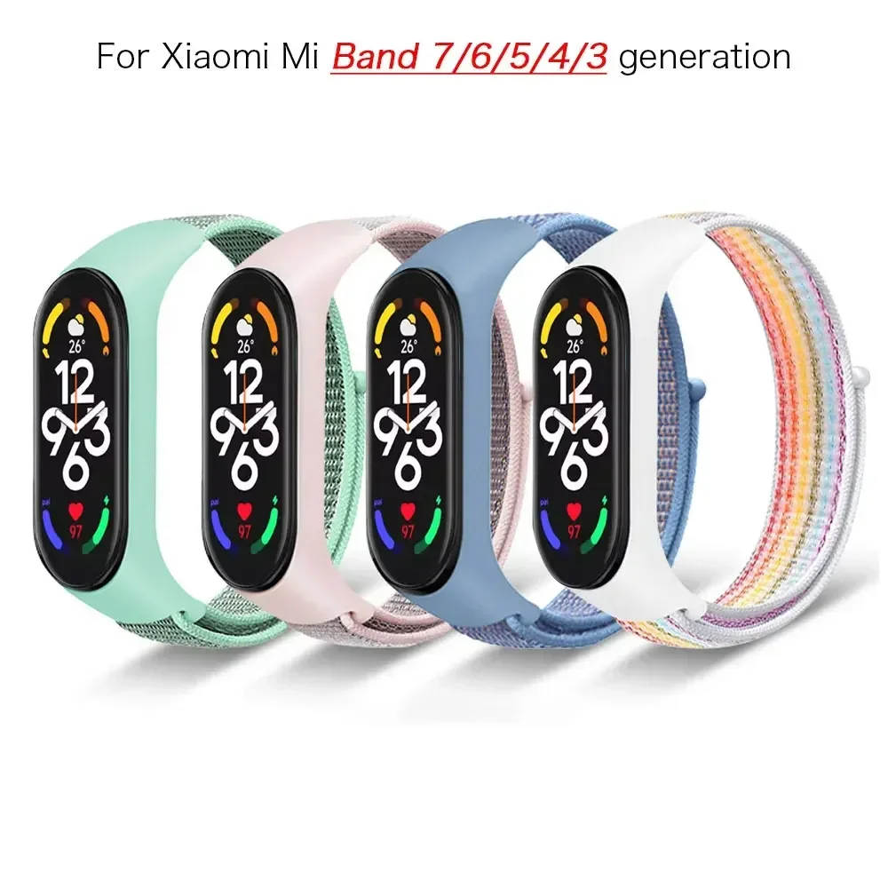 Nylon band für Xiaomi Mi Band 7 6 3 5 Armband Armband Sport atmungsaktives Armband für Miband 7 5 4 3 Ersatz Correa Armband Image