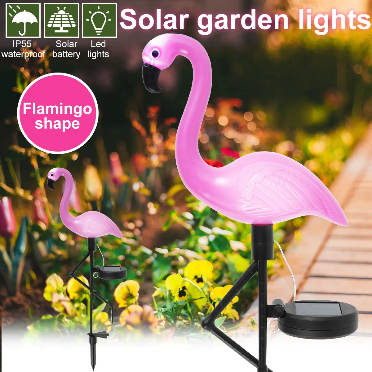 Rosa Flamingo Solarleuchte Außenhof Dekoration Licht Wasserdicht Garten LED Terrasse Gehweg Licht mit Lichtern Bodenlampe P