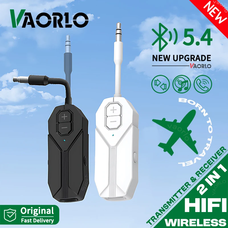 Upgrade Bluetooth 5.4 Audio Receiver Transmitter Hifi Stereo 2 In 1 Wireless Adapter 3,5 MM AUX Mit Mikrofon Für Auto Flugzeug TV PC Kopfhörer Lautsprecher Image