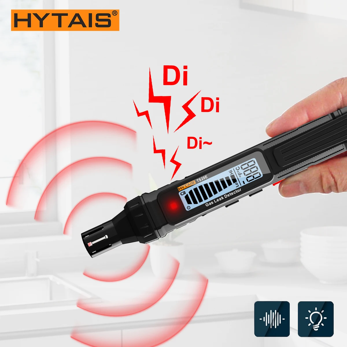 Hytais ts20e Gasleck detektor Gas schnüffler Brenngas detektor mit akustischem und visuellem Alarm hintergrund beleuchteter tragbarer LCD-Gassen sor Image