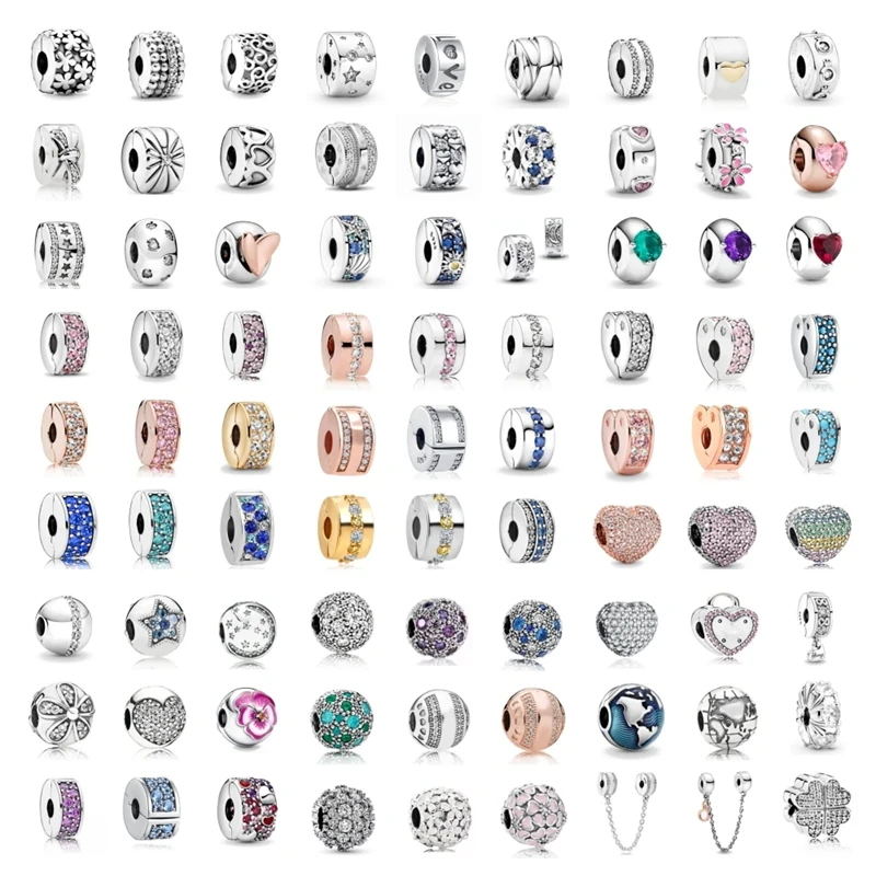 Neue authentische Sterling versilbert weiß rosa Herz Gänseblümchen Clip Perlen passen original Armband Schmuck Accessoires für Frauen Image