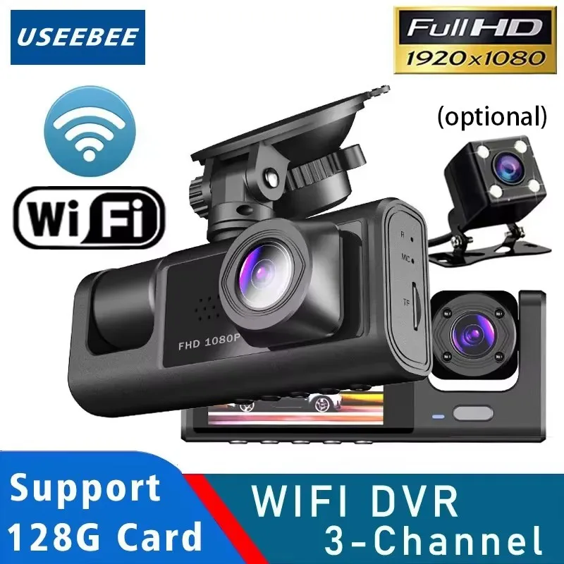 3 kanal WIFI Dash Cam 1080P Auto Dvr Innen Fahrzeug Drei Weg Kamera Mini DVRs Recorder Video Registrator Dashcam Camcorder Image