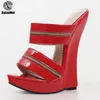 Frauen Sexy Hohe Keile Heels Schuhe Plattform Patent Leder Ankle Strap Sandalen Mode Sommer Pumpen Damen Schuhe Pluse szie