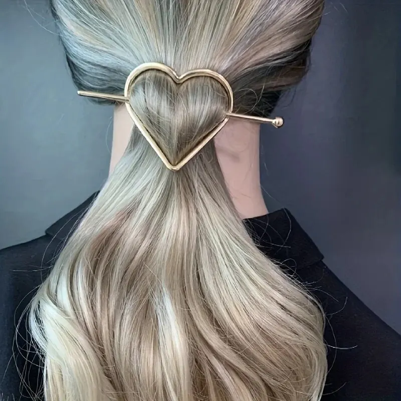 1PC Liebe Haarnadel Minimalistische Und Modische Legierung Herzförmige Pfeil Haar Sticks Für Bessere Haar Dekoration. Image