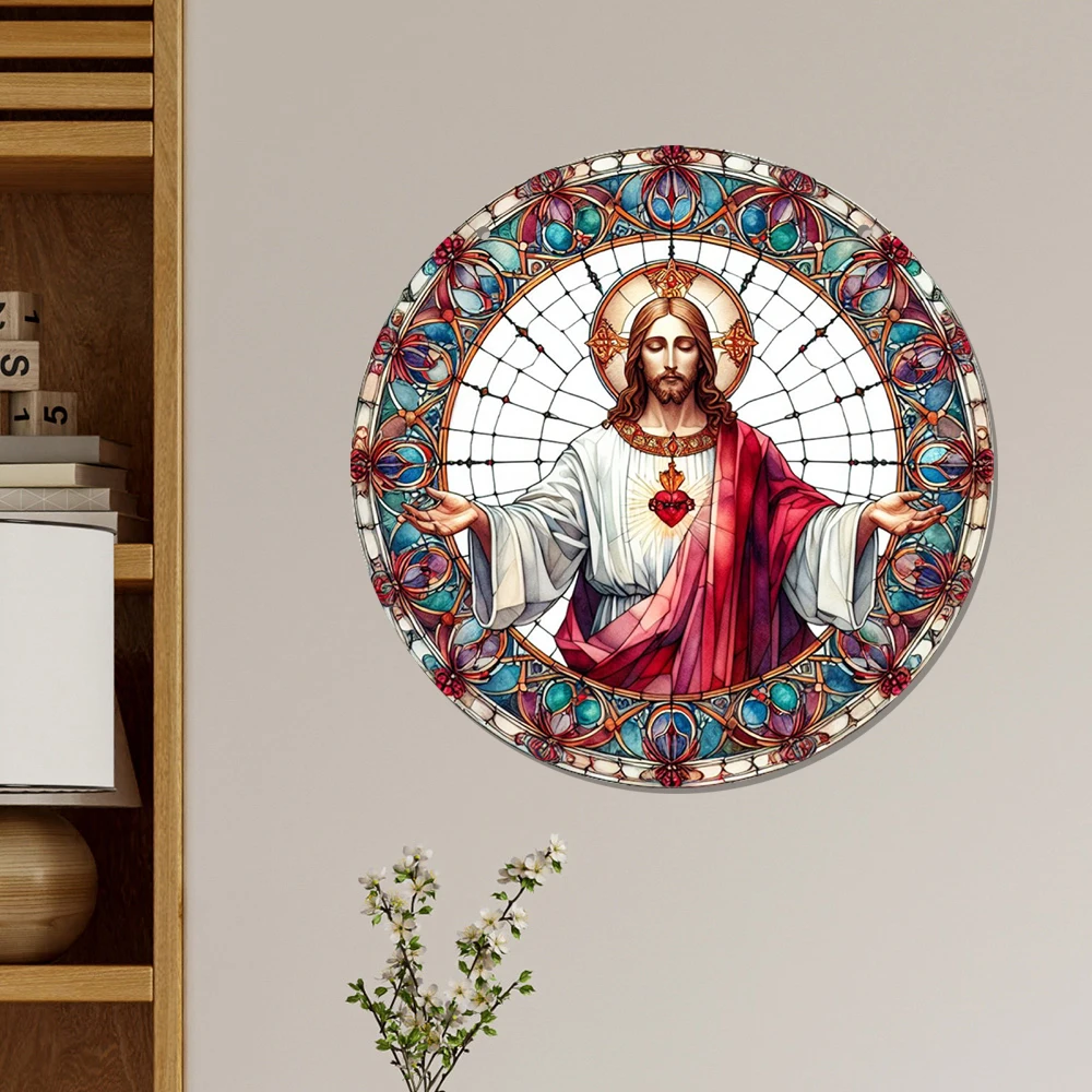 20 cm Jesus gebeizte Fensterbehang Gott gebeizt Acryl Panel Retter Wandkunst Image