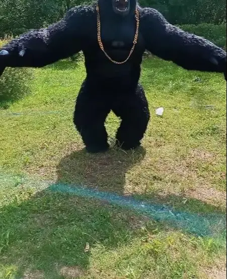 Echtes aufblasbares Gorilla-Kostüm, kompletter Maskottchen-Anzug, riesiger Pelz-Gorilla für Erwachsene, Cosplay-Kostüm für Veranstaltungen, Partys, keine Batterie Image