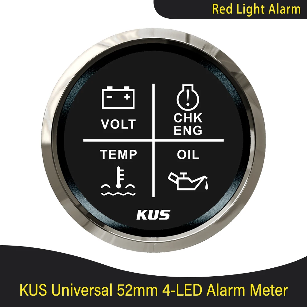 KUS 2" Universal Boot Auto Motor 4LED Volt Wassertemperatur Öldruck Alarmanzeige Messgerät Meter mit roter/gelber Hintergrundbeleuchtung 12/24V Image