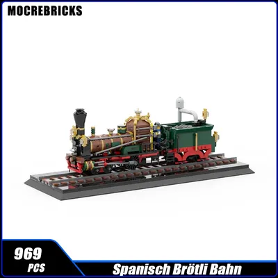 Stadt Spanisch Broad ley Eisenbahn Fracht Dampfloko motive Baustein montieren Modellbahn Transport Ziegel Spielzeug Kinder Geschenke Image