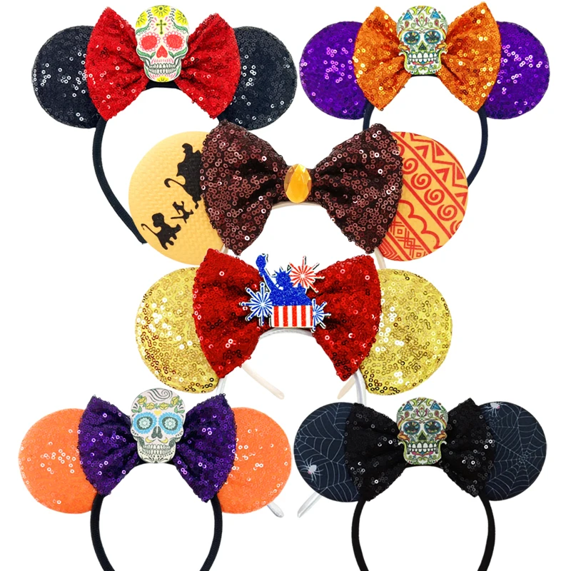 Neue Halloween Ghost Skelett Mickey Mouse Stirnband für Mädchen Frauen Cosplay Freiheits statue Haar bänder Kinder Ohren Haar Zubehör Image