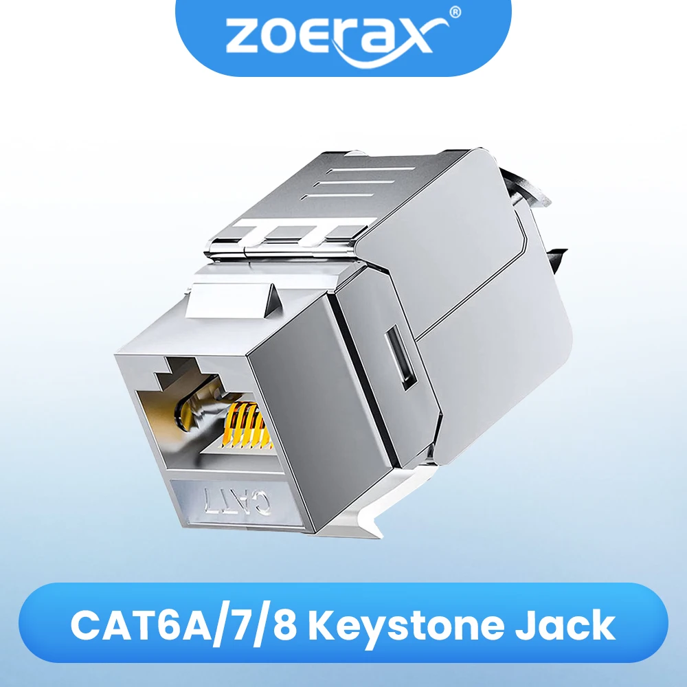 ZOERAX Cat6a Cat7 Keystone Jack Cat7 RJ45 STP Werkzeugloser Typ Zinklegierungsmodulanschlüsse Adapterkupplung für 22 bis 26 AWG Image