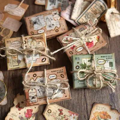 40 Stück/Packung Vintage Boxed Aufkleber Kreativität selbstklebende Diy Aufkleber handgemachte dekorative Junk Journal Supplies Image