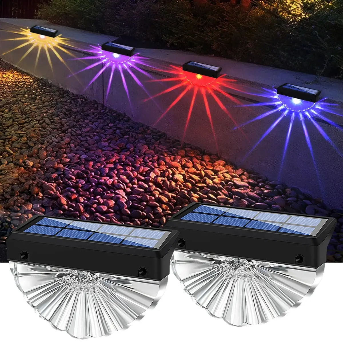 Solar Deck Lichter im Freien wasserdichte LED-Leuchten für Terrassen treppen Hof Garten Weg Schritt und Zäune warmweiß/Farbwechsel Image
