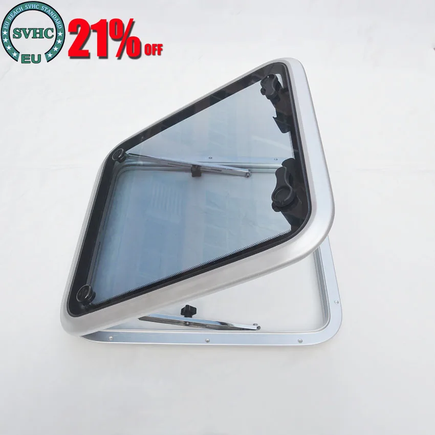 675x675mm große quadratische Luke aus eloxiertem Aluminium mit gehärtetem Glas für Zubehör für Boots fenster autos Image