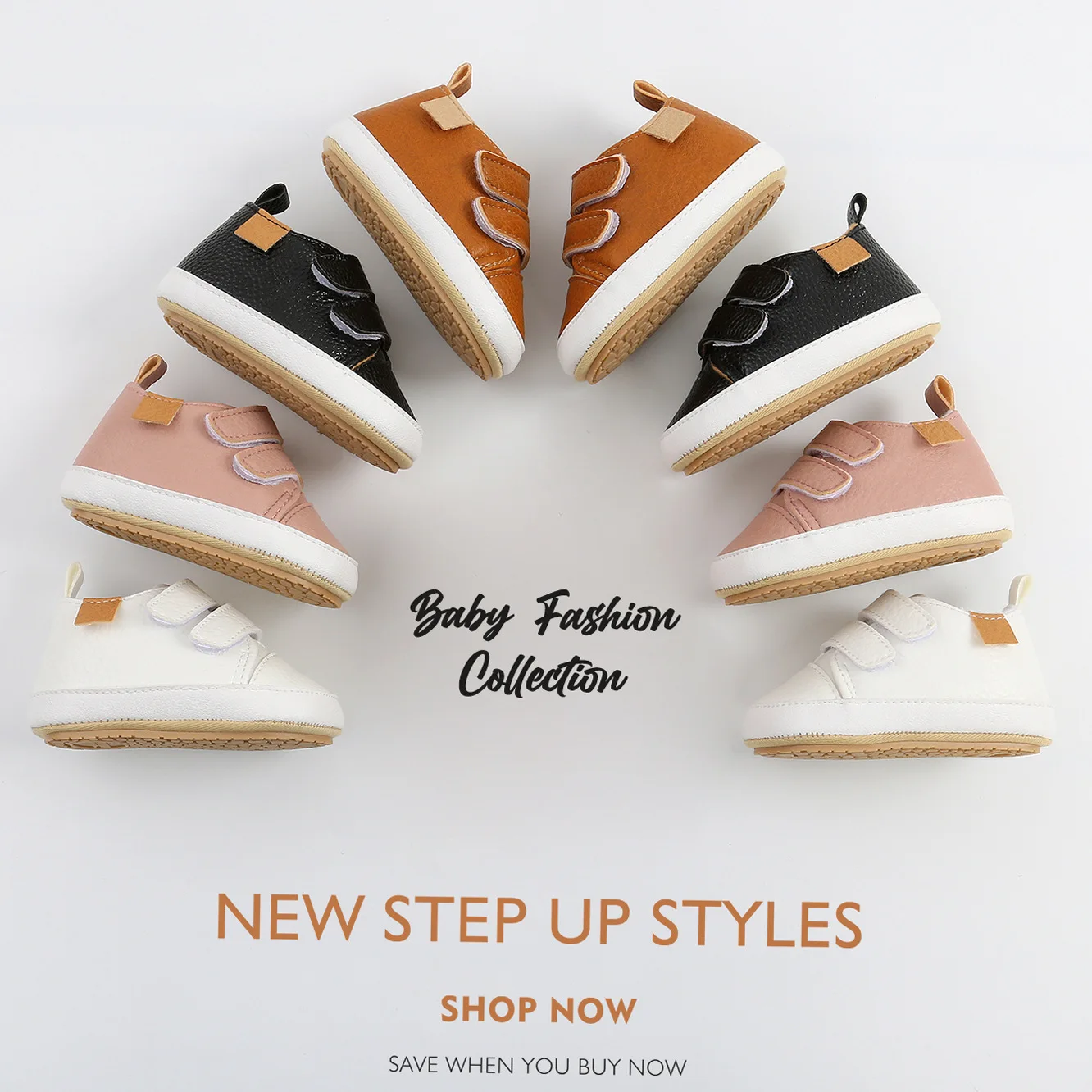 Meckior Baby-Schuhe für Jungen und Mädchen, klassisch, Unisex, PU-Leder, Kleinkind-Gummisohle, rutschfeste Lauflernschuhe, Säuglings-Mokassins, Babyschuhe Image