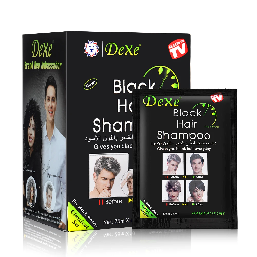 25ml 10pcs 20pcs schwarzes Haar Shampoo 5 Minuten färben Haar in schwarze Kräuter natürliche schnellere schwarze Haare wiederherstellen Farbstoff Shampoo-Behandlung Image