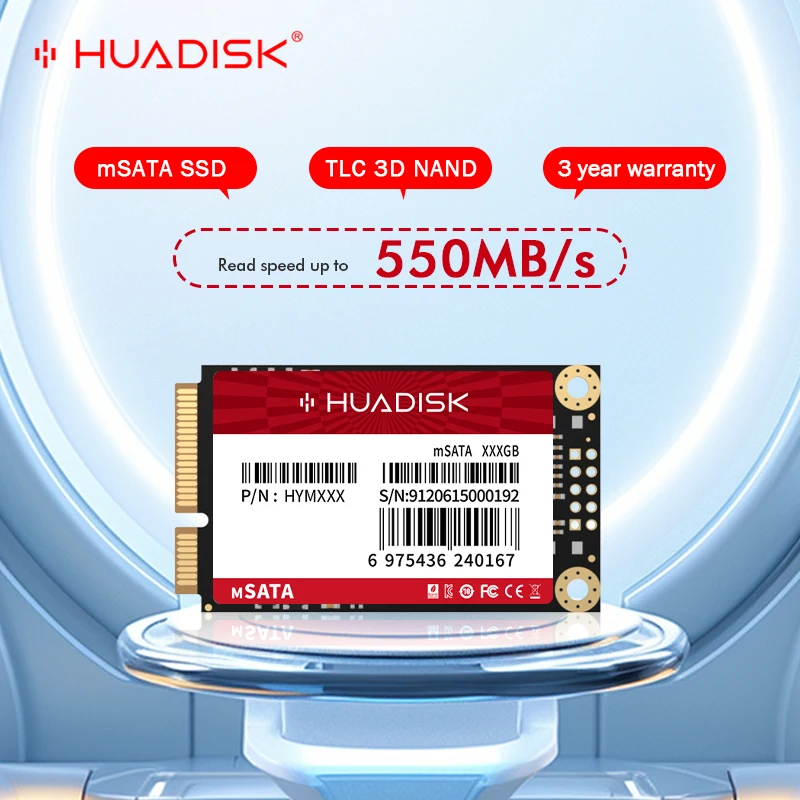 HUADISK mSATA SSD 128 GB 256 GB 512 GB 1 TB 2 TB Mini SATA3 Interne Solid-State-Festplatte für HP Laptop PC Image