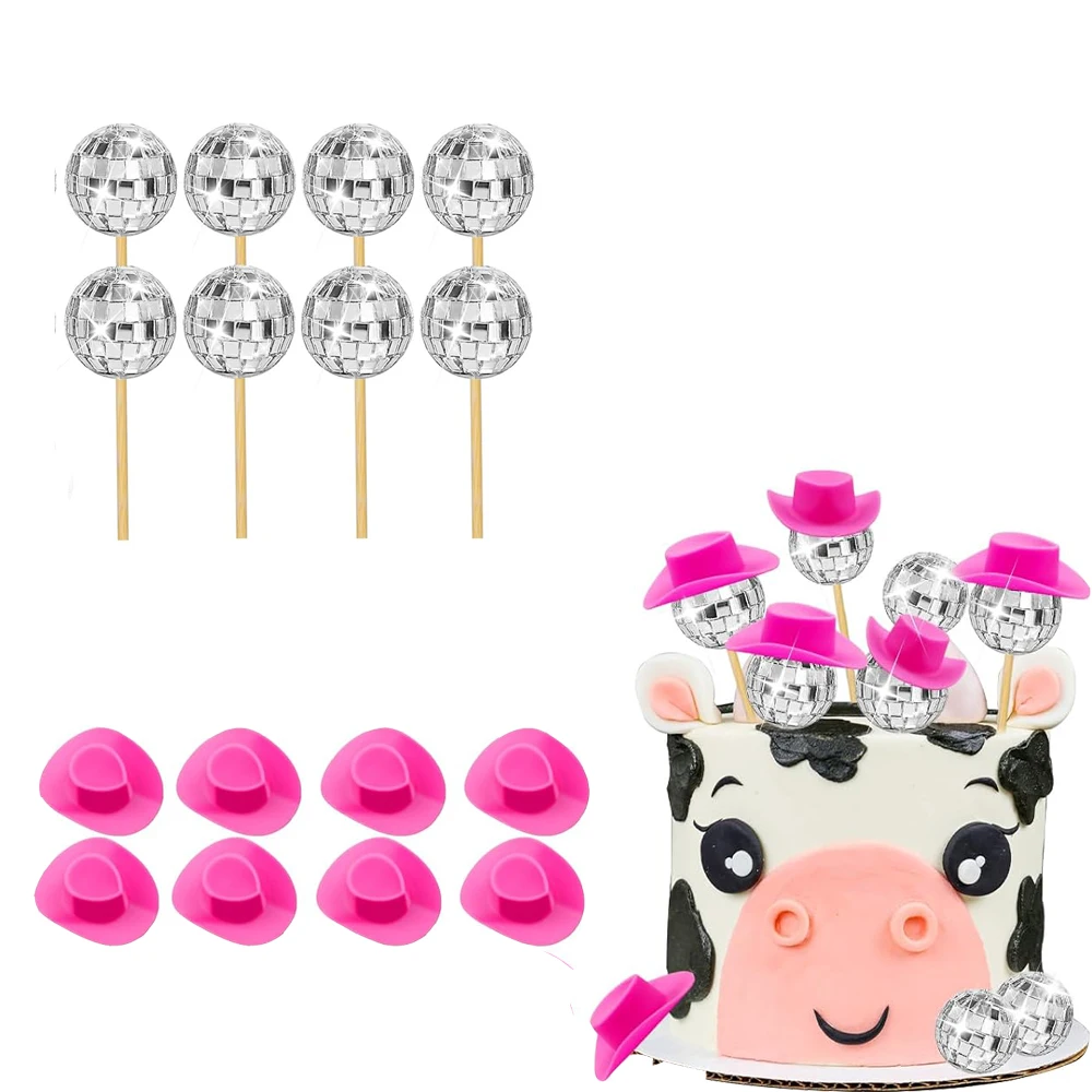 Disco Spiegel Ball Cowboyhut Kuchen Einsatz Kuchen Dekoration Geburtstags feier Party Kuchen Einsatz Kuchen Dekorieren Lieferungen