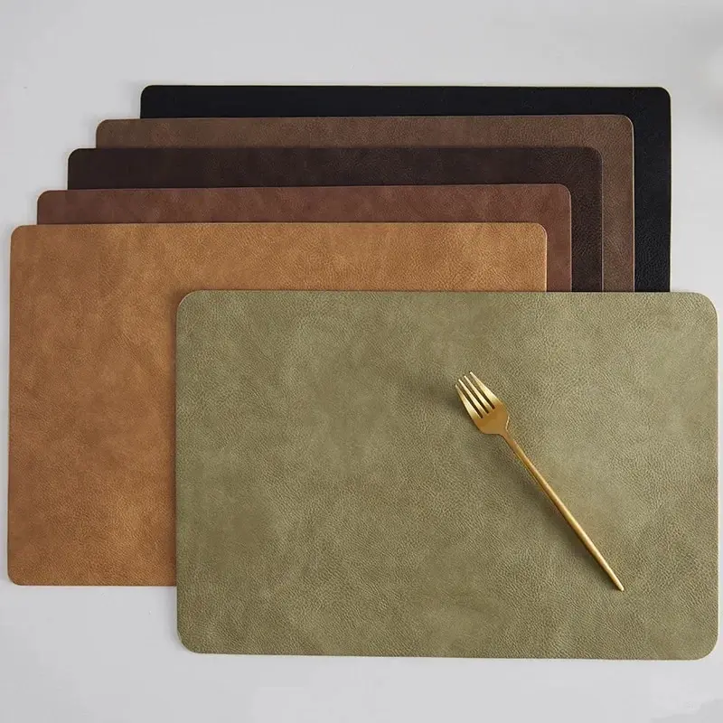 Nordisches High-End-Doppelschicht-Rund leder m bei PVC wasserdichtem Schüssel kissen Western Dining Cushio Europäische Esstisch matte Nordi Image