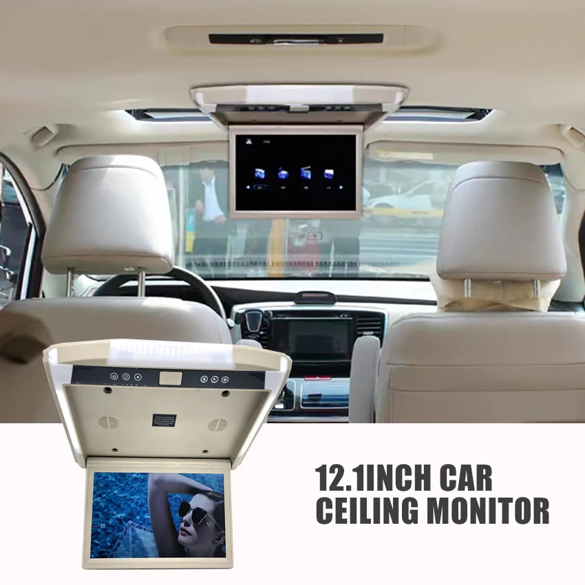 Pantalla Para Carro Auto-Deckenmonitor, 12,1 Zoll, 1080P, TFT-LCD, Auto-Flip-Down-Monitor, Dachmontage, MP5-Player, Autozubehör ﻿ Image