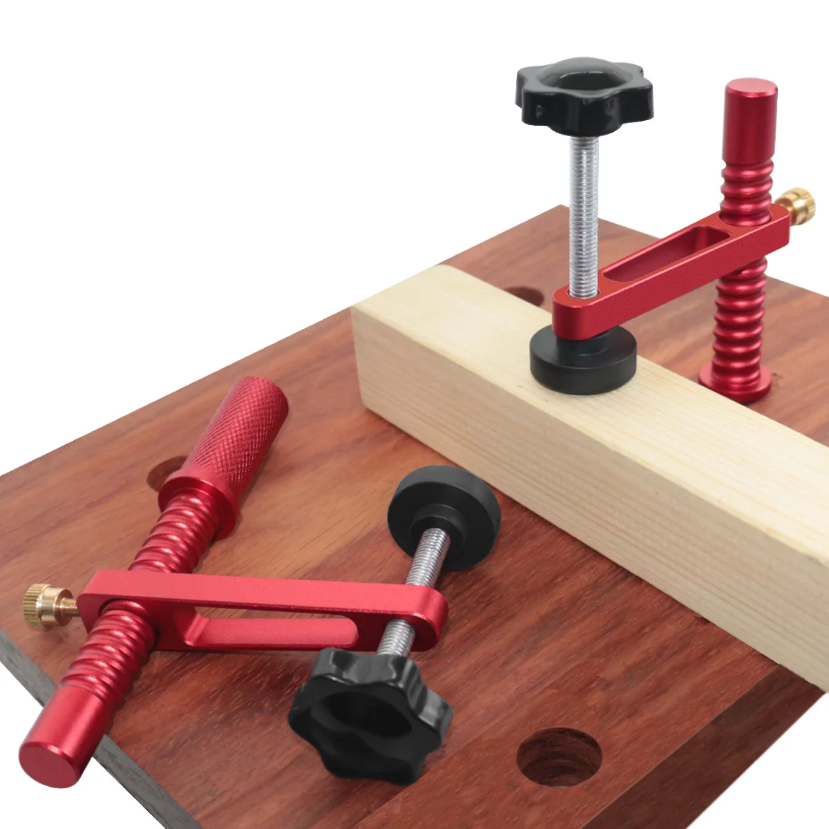 Bank-Hundeklemme, 19/20 mm Hundelochklemmen für die Holzbearbeitung, verstellbare, schnell wirkende Hundeklemme aus Aluminiumlegierung für den MFT-Tisch Image