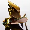 Edelstein gelbe Satin Panto letten Frauen Luxus Stöckels chuhe Sommer elegante grüne Schuhe Damen
