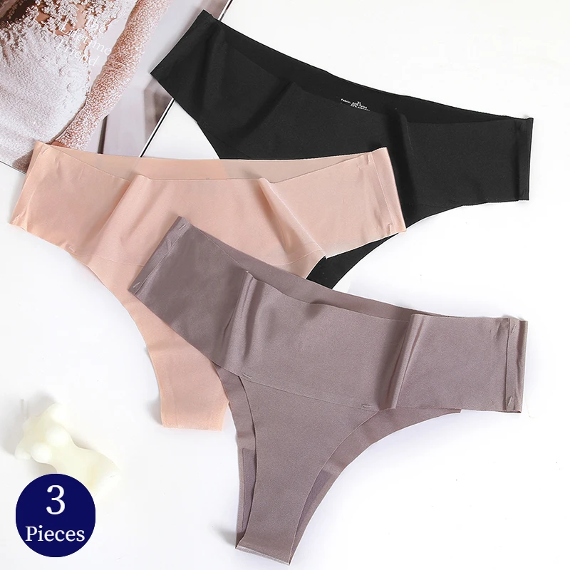 TrowBridge 3 Teile/satz Damen Höschen Seidige Satin Nahtlose Unterwäsche Weibliche Sexy Tangas Weiche Bequeme Dessous Sport G-Strings Image