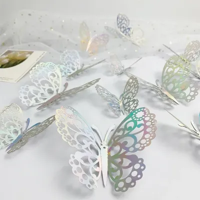 12 Stück 3D-Schmetterlings-Wandaufkleber für Kinderzimmer, Kinder, Babyzimmer, Hochzeit, Dekoration, Image