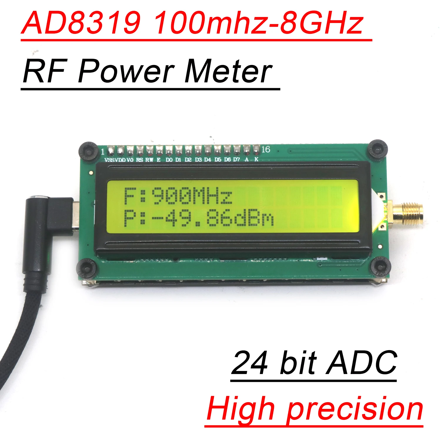 AD8319 1 M-8 Ghz RF Power Meter Typ-C USB RF Signal Detektor 24 Bit ADC FÜR Ham Radio Verstärker 433 M 900 M 1,2 G 1,5 G 2,4 G 5,8 G Image
