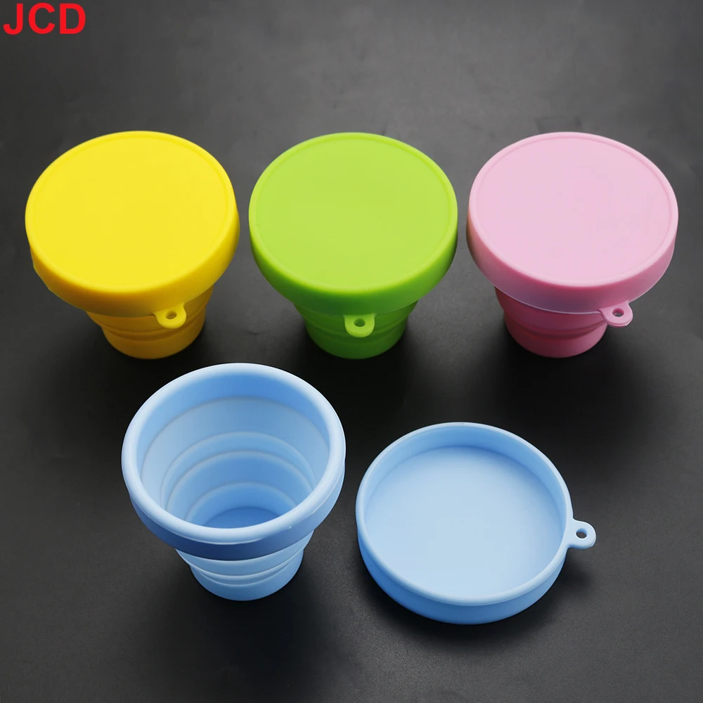 Jcd 1 stücke tragbare silikon einziehbare klapp schale mit deckel 200-ml hoch temperatur beständige outdoor reise wasser tasse ﻿ Image