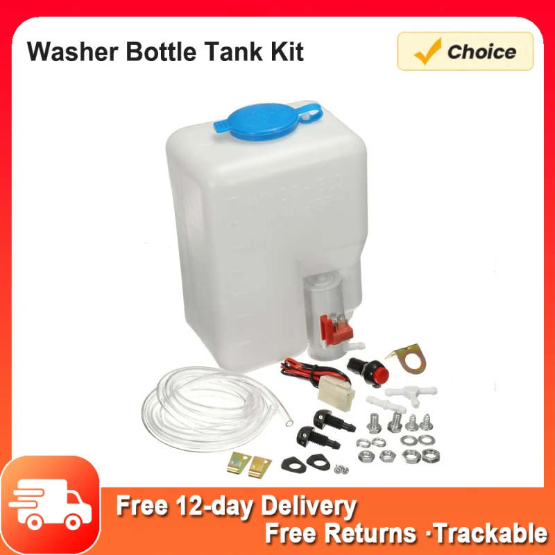 Universal wasch flasche Tank Kit Pumpe 12V 1,8 l Scheiben wischer system Reservoir Waschmaschine Flaschen tank Kit für 12V Oldtimer Image