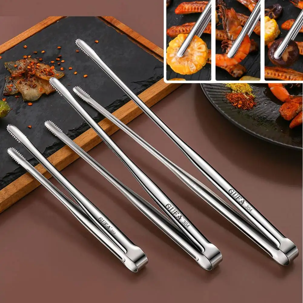 Grill zange Edelstahl Lebensmittel zange Metall Küchen pinzette Kochute nsilien für Salat Fischs teak Grill buffet Image