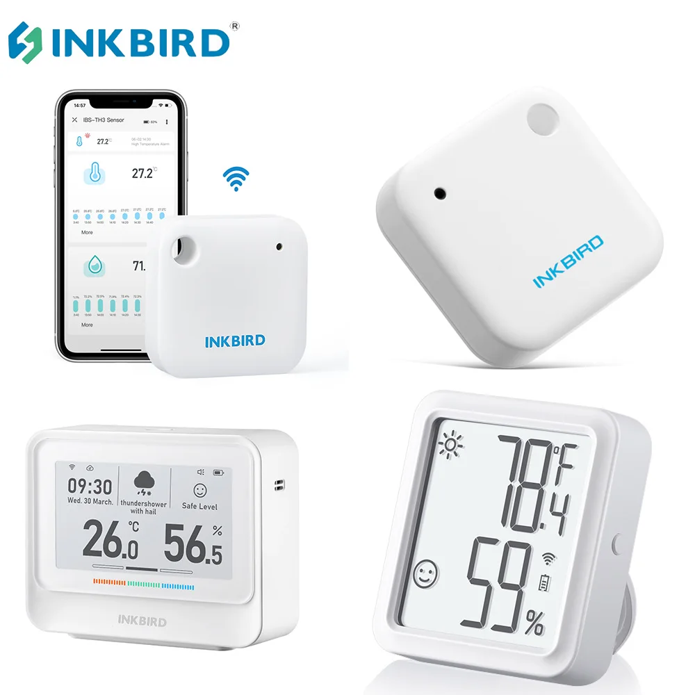 INKBIRD WiFi Smart Temperatur- und Feuchtigkeitssensor Innenhintergrundbeleuchtung Hygrometer Thermometer Sensor Home Assistant Image