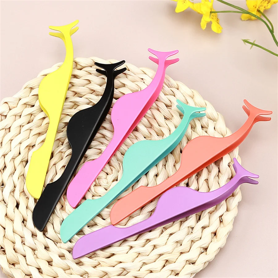 Edelstahl falsche Wimpern Hilfs Augenbrauen Clip Pinzette Farbe Kohlenstoffs tahl Seepferdchen Clip Wimpern Clip Beauty Tool Image