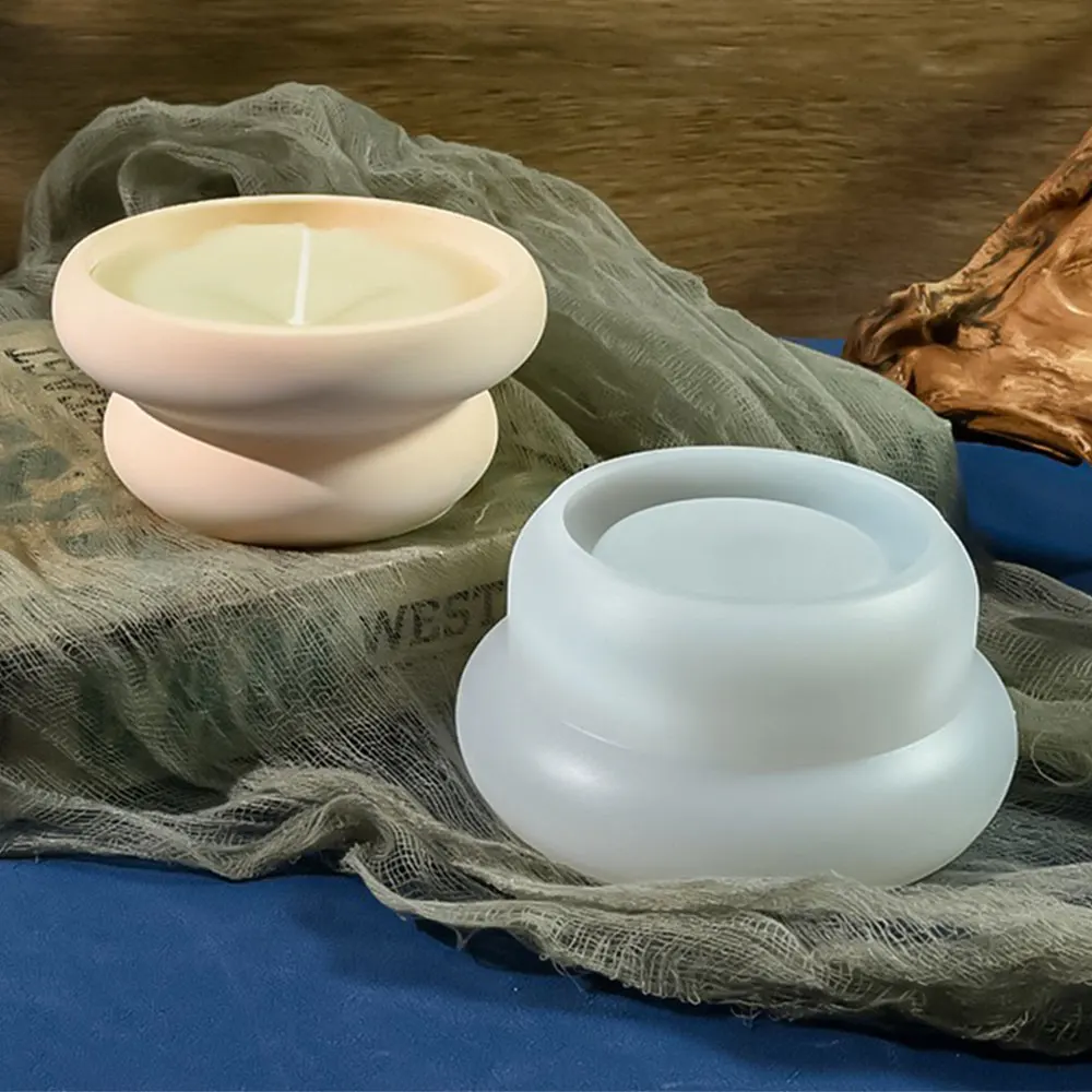 Ring Creme Kerze Tasse Form Zement Kerze Gefäß Silikon form kugelförmige Desktop-Pflanze Topf Stift halter Beton Gips Form Image