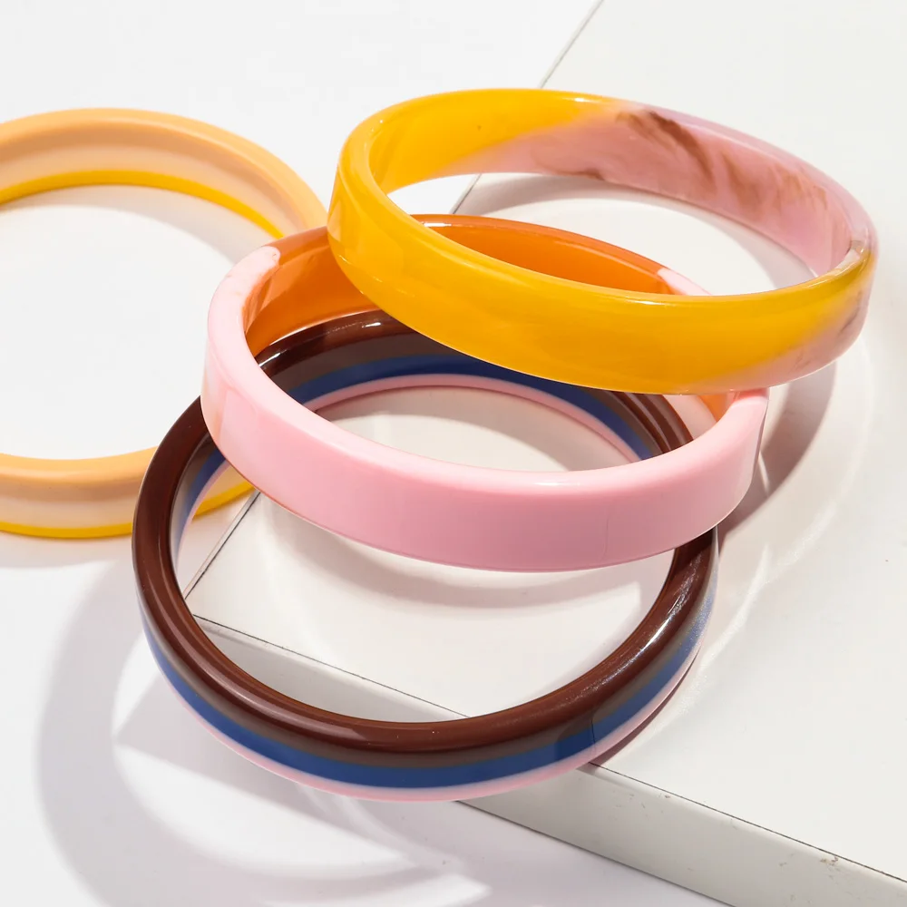 Neue Harz runde Handgelenk Hand Armbänder für Frauen Boho Farbverlauf rosa Farbe Acryl Manschette Armband Armreif Vintage Schmuck Paar Geschenk