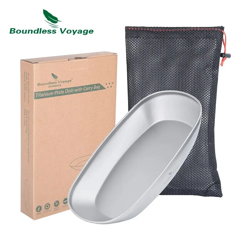 Boundless Voyage wiederverwendbare Titan-Pfanne, Speiseteller, ultraleichtes Teller mit Tragetasche, Lebensmittel, Obstpfanne, Sauce, Salatteller für die Küche Image