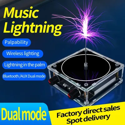 Musik-Tesla-Spule, Bluetooth/AUX, Dual-Modus, Spieluhr, künstlicher Blitz, berührbarer Audioeingang, Bluetooth, wissenschaftliche Experimente Image