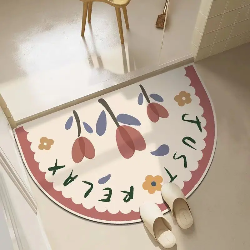 Cartoon Badezimmer Fuß Matte Imitation Kaschmir Bad Boden Matte Verdickte Halbe Runde Bad Anti Slip Matte Nette Plüsch Tür Matte