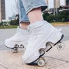 Deformation Rollschuhe für Kinder und Erwachsene 4 Räder Doppelreihige Skate Schuhe Parkour Sportschuhe Skateboard Sneakers