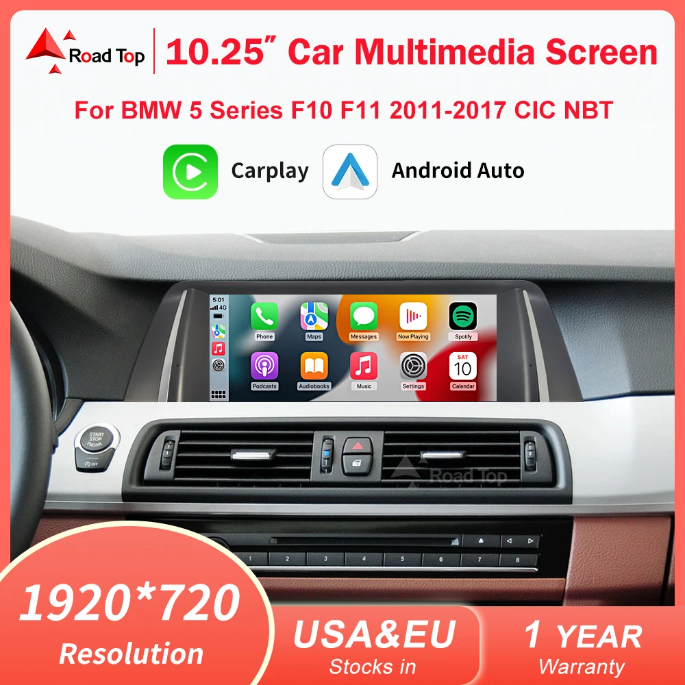 Drahtlose CarPlay Android Auto Auto Radio Multimedia Player Linux Display Bildschirm Für BMW 5er F10 F11 2012-2017 CIC NBT Image