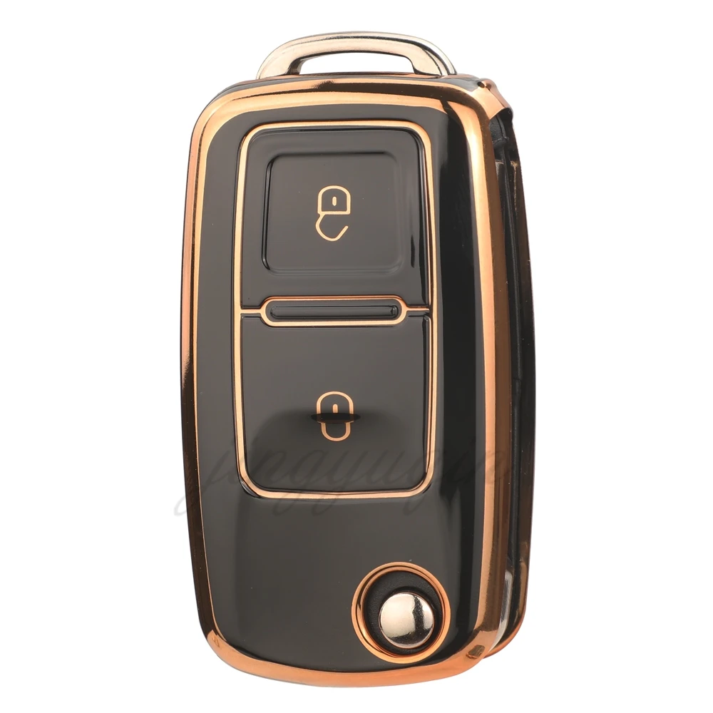 Jingyuqin Remote Autos chl üssel TPU Abdeckung Fall für VW Volkswagen MK4 Bora Golf 4 5 6 Jetta Passat Polo Touran Sitz Skoda 2 Knopf Image