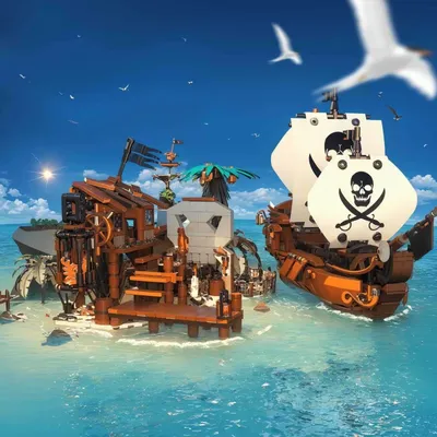 Loz kreative Piraten schiff Bucht Insel Schatzsuche Mini Block Bau Modellbau Ziegel Spielzeug Sammlung für Kinder Geschenke Image