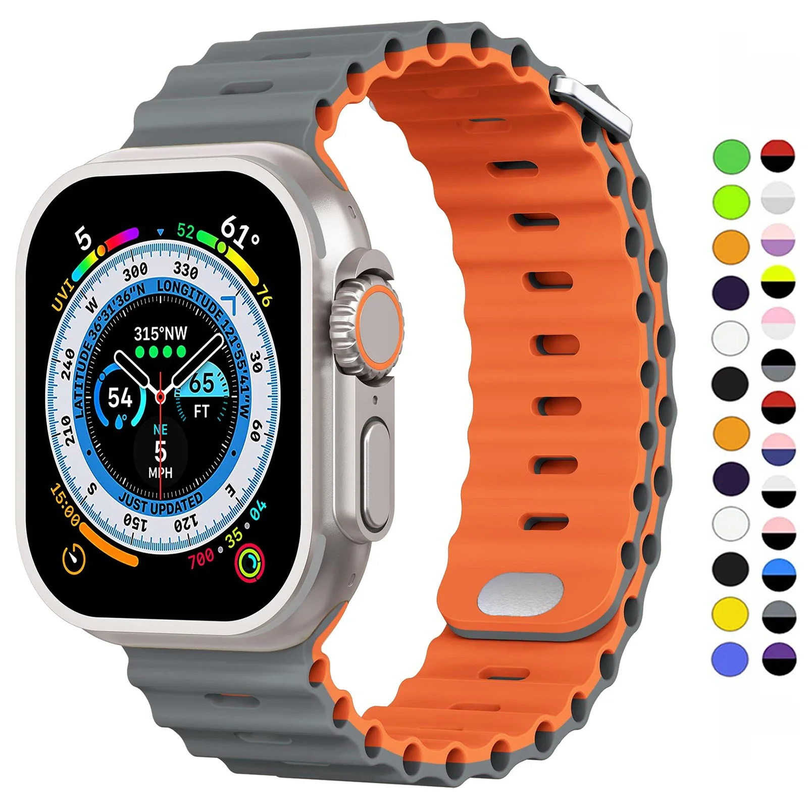 Ocean Silikonarmband für Apple Watch Ultra2 49 mm 45 mm 40 mm 44 mm 41 mm Sportarmband für Apple Watch Bands Serie 9 8 7 6 5 4 3 SE Image